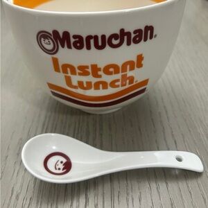 Maruchan Instant Lunch White Ceramic Bowl with Orange Logo